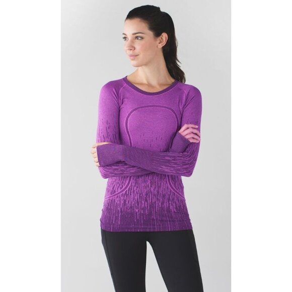 Lululemon Run: Swiftly Tech Long Sleeve Crew Heathered Regal Plum-sz 6 - Picture 4 of 9